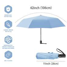 Paraguas, paraguas plegable, sombrilla, paraguas manual, parasol, paraguas de 8 varillas, paraguas manual anti-ultravioleta, paraguas de moda, paraguas plegable a prueba de viento con mango recto, paraguas plegable manual de alta calidad, 1 paraguas pequeño plegable, paraguas de viaje multifuncional con estampado de margaritas, a prueba de lluvia y viento, a prueba de sol y anti-ultravioleta, imprescindible para la escuela, viajes al aire libre portátiles, con patrón de letras, imprescindible para el entretenimiento familiar al aire libre, adecuado para la escuela, la oficina, el hogar, viajes (rosa, negro, verde, azul, azul marino) - Azul - Ver 2