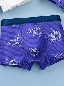 4条装男童舒适柔软透气卡通宇航员印花平角内裤，幼儿/小童/大童 - 彩色 - 查看 6