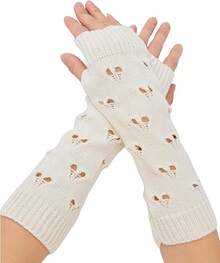 Fingerless Arm Warmers For Grunge Punk Style Accessories - White - View 3