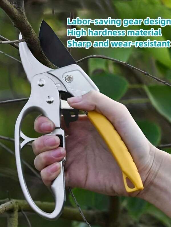 1 pièce Cisailles d'élagage à trois vitesses, ciseaux de jardin en acier au carbone de haute qualité, outils d'élagage manuels multifonctionnels, convenant aux arbres fruitiers, aux légumes et aux fleurs, style moderne, acier au carbone durable, convient pour les jardins et les cours