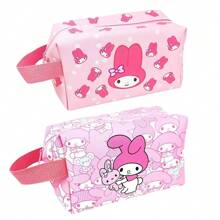 Sanrio Sanrio Hello Kitty & Friends Cartoon Cute Cosmetic Bag, Toiletry Bag With Handle, Large Capacity Travel Organizer Bag, Suitable For Melody, Kuromi, Pompompurin, Designs, 1pc Or 3pcs Set Available