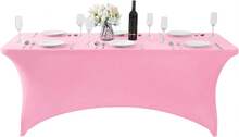 6 Pack Spandex Table Cover For 6FT Table Universal Fitted Stretch Tablecloth For Party, Banquet, Wedding And Events-Pink - Pink - View 5