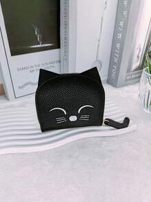 Cartera con diseño en forma de gato de dibujos animados, monedero de mujer con múltiples ranuras para tarjetas, monedero de moda lindo de piel sintética, bolsa para tarjetas de gato para mujeres, pequeña y portátil, paquete de tarjetas con múltiples ranuras, hay múltiples colores para elegir, un pequeño regalo para familiares, amigos y seres queridos, y seres queridos para estudiantes, hombres, mujeres en el viaje diario, vacaciones, viajes, regalo de cumpleaños para novia, madre