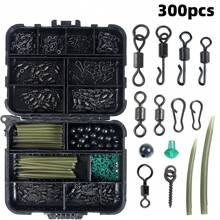 300pcs Carp Fishing Tackle Set Includes Soft Tube, Line Anti-Back Device, Swivel, Connectors, Fishing Gear