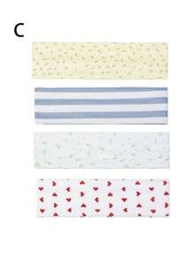 4er Set Damen Bandana Haarband mit Blumen Muster, dehnbar und rutschfest, geeignet für kurze und lange Haare, weiches Stoff Haarband, Geschenk für Mode-Accessoires für Mädchen