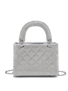 Bolsa clutch mini de cetim de luxo de alta qualidade decorada com strass, bolsa elegante para festa à noite, bolsa formal para vestido de baile de casamento para mulheres que usam o dia a dia ou para encontros para festas, casamentos, bailes de formatura, jantares/banquetes, combinando com vestidos de noiva, vestidos formais, vestidos de baile, vestidos de aniversário - Multicolorido - Ver 2