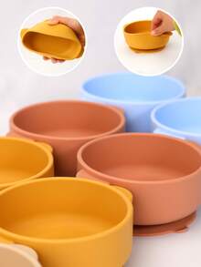 1 Piece; Baby Feeding Bowl Silicone Bowl Suction Double-Ear Bowl For Baby Self-Feeding Utensils Resistant To High Temperature And Fall Suitable For Daily - Multicolor - View 5