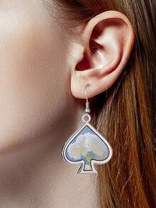 1 件个性化定制扑克形耳环，定制图案照片，采用金属材料制成，坚固耐用，时尚，简洁美观，色彩醒目，独特且用途广泛，适合各种场合，聚会，婚礼，节日，生日，情人节，感恩节，周年纪念日，学校和毕业季节，派对，母亲节，女朋友，女朋友，同学等等