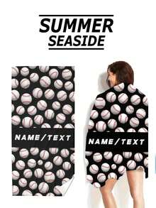 SRH 1pc Customizable Baseball Pattern Beach Towel, Personalized Text/Name, Multiple Font & Color Options, Super Soft Microfiber, Lightweight & Plush, Ideal For Summer Travel, Yoga, Camping, Pool & Beach Days, Halloween, Anniversary Gifts For Sports Fans, Christmas, Halloween, Personalized Beach Towel, Holiday Essential, Beach Essential - Multicolor - View 6