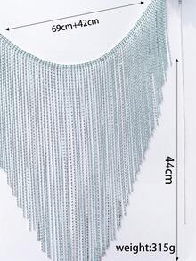 Sky Blue Crystal Embellished Bra, Thong, Body Chain Set - Lake Blue - View 8