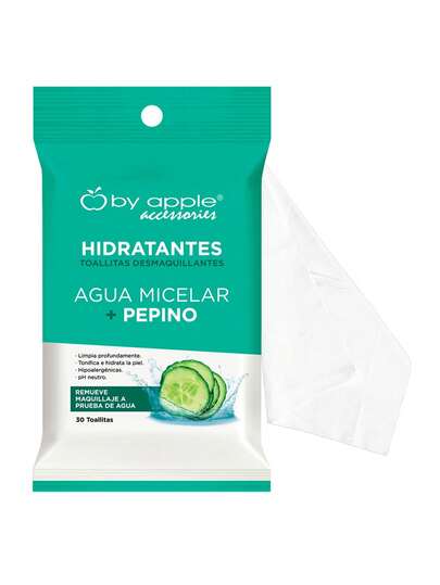 Toallitas Desmaquillantes Reafirmantes Agua Micelar Pepino Remueve Maquillaje Resistente al Agua Suavidad Facial 30 Unidades Higiene Cosmética Mujer