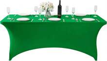 6 Pack Spandex Table Cover For 6FT Table Universal Fitted Stretch Tablecloth For Party, Banquet, Wedding And Events-Emerald - Multicolor - View 5