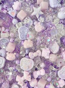 50/100g Cuentas acrílicas de colores variados, en formas de flores, lazos, estrellas y corazones, para hacer joyas, pulseras, collares, cadenas de teléfono móvil y accesorios hechos a mano