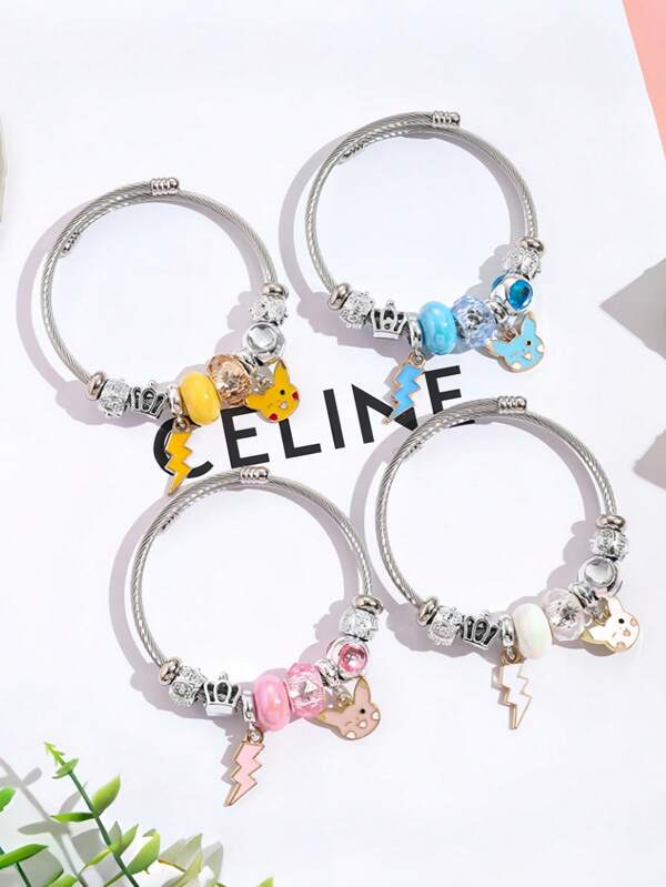 pokemon Pokemon Pikachu Bracelet, Pikachu Cartoon Sense Bracelet, Student Gift For Best Friend, Female Jewelry Bracelet, Male Bracelet, Small Gift Bracelet For Children, Summer Travel Wear Bracelet, Male Jewelry Bracelet, Alloy Bracelet.