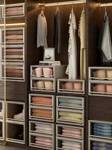 1pc 5/10/16/28/36/37/46/47L Large Capacity Drawer Storage Box, Closet Organizer/Bedroom Closet/Portable Closet, Plastic Transparent Storage Cabinet, Clothes And Underwear Large Capacity Storage Box, Stackable Storage Box High Hardness Storage Box