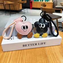 皮革奢华创意散步心形情侣钥匙扣精致小包饰女士背包装饰汽车配件 - 彩色 - 查看 2