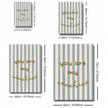 1 件带框/无框斯堪的纳维亚蓝色条纹你艺术我的阳光墙壁艺术海报帆布印刷积极育儿室引言男婴房间装饰画适用于儿童房、游戏室、卧室、现代家居装饰 - 彩色 - 查看 5