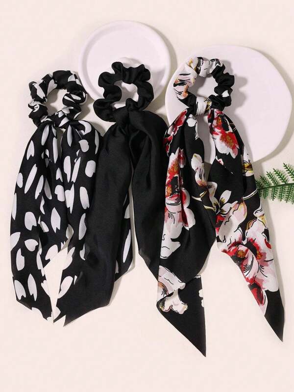 1 pièce Foulard satiné de couleur unie, accessoire pour la tête à écoulement long, porte-queue de cheval, élastiques à cheveux, bandes élastiques pour cheveux