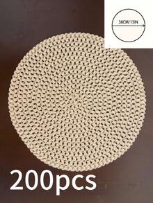 1 Stück runde Platzmatte im Boho-Stil, braune Linie gewebt mit kleinem Ausschnittsdesign, rutschfeste Untersetzer für Küchentische, geeignet für Feiertage, Geburtstage, Hochzeitsessen, Heimdekoration