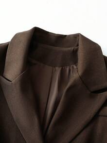 Blazer de manga larga con bolsillo y botones delanteros de color liso para oficina