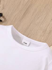 Baby Boy Slogan Graphic Short-Sleeved Romper - White - View 5