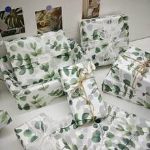 優雅綠色尤加利葉薄棉紙大包裝，19.69*13.78英吋波希米亞風禮品包裝內襯紙，花藝花束紙，禮盒填充紙，DIY手工用品，適用婚禮、聖誕節、生日與派對裝飾 - 綠色 - 查看 6