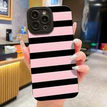 Black And Pink Stripes Pattern UV Printing Phone Cover Angel Eyes Phone Case Matt Phone Shell 360 Degree Full Protection For Iphone 11 12 13 14 Pro Max 15 XR X/ XS 7 8 Plus SE Mini For Smartphone Best Gift Birthday Gift Boy & Girl,Suitable For IPhone17 Air - trắng - Xem 4
