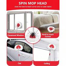 Spin Mop Replacement Head Compatible With O-Cedar EasyWring 1 Tank, 2 Microfiber Mop Refills, 30-58" Handle And 1 Base Set Combo (White,1 Tank System) - White - View 6