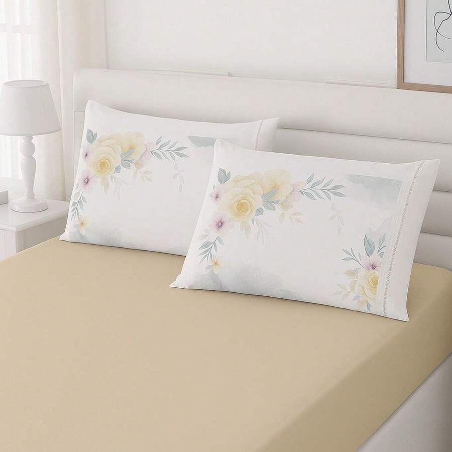 Sheet Set With Printed Pillowcase, Satin Touch Micropercale, 400 Thread Count, Stick Stitch