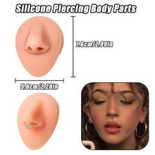 Soft Silicone Model Body Parts Display Set For Piericng - 7pcs Body Parts Model With Display Holder Silicone Ear Nose Belly Button Eye Mouth Tongue For Piercing Practice Tool Kit - Multicolor - View 6