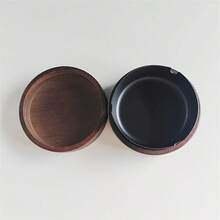 1 件带盖木质烟灰缸，创意圆形设计，适合居家、客厅、办公室使用 - 彩色 - 查看 8