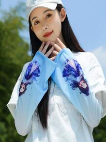 1pc Lovely Ice Sleeves For Women, Summer New Loose Fresh Anti-UV Driving Gloves, Ice Silk Arm Sleeves, Hand & Elbow Sun Protection