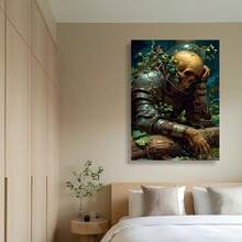 3 幅现代骷髅与花卉墙面艺术帆布海报，高清打印可选画框，客厅和卧室家居装饰挂画 - 彩色 - 查看 7