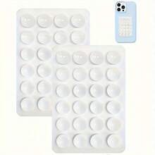 4个/套 硅胶吸盘手机支架，防水粘性底座，适用于大多数手机，通用指握式设计，方便自拍和视频拍摄，黑色/白色/紫色/橙色；2个/套 黑粉色/白色 - 彩色 - 查看 5