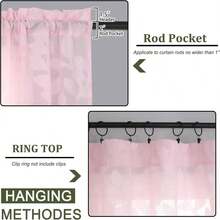 OVZME Blush Pink Sheer Curtains 96 Inches Long 2 Panels For Living Room, Jacquard Clip Leaf Pattern Textured Light Filtering Window Semi Sheer Voile Drapes For Bedroom, Each Panel 42 X 96 Inch - Blush Pink - View 3