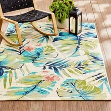5'x7' Woven Tropical Oasis Outdoor Rug - Multicolor - View 2
