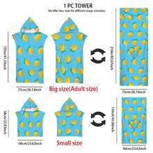 1 件柠檬条纹连帽斗篷，水果印花，超柔软超细纤维沙滩毯和连帽沙滩巾二合一，带纽扣，解开纽扣可转换为沙滩毯，超强吸水毛巾，适合旅行、泳池、潜水、冲浪、瑜伽、露营 - 彩色 - 查看 9