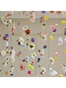 11pcs/21pcs/Set Multicolor Hanging Flower DIY Flower Curtain Material Package Simulation Flower Hanging Interior Decoration (Including 50m Transparent Line) Spring Colorful Flowers Simulation Flower Hanging Interior Decoration, Suitable For DIY Wedding Shower Gift Spring Party Decoration, Wedding Room Decoration, Holiday Party Decoration, Indoor And Outdoor Decoration