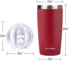 Travel Coffee Tumbler 20 Oz, Insulated Mug With Lid, Stainless Steel Cup For Hot And Cold Drinks, Powder Coated Plum - 橘色 - 查看 5