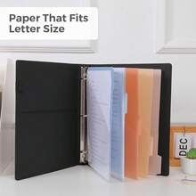 Neww  3 Ring Binder  Clipboard 1 Inch, 13.2" * 10.2" PU Clipboard Binder  Notepad & 5 Dividers  5 Pockets, Labels, Clipboard Folder Great For School Office(Fit Letter Sized Paper) - Black Letter Size - 1 Inch - View 2