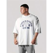 LYFT JOINT Men's Oversized Cotton T-Shirt -  Graphic Print, Loose Fit Casual Fitness Shirt For Gym, Running & Casual Attire, Breathable Short Sleeve Workout Tee, Gym Accessories - trắng - Xem 1