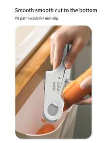 1 Pc Large Garlic Press, Garlic Paste Maker, Garlic Slicing Tool, Clamp, Wine Bottle Opener, Peeler, Multi-Functional Zinc Alloy Stainless Steel, Manual Pull-Type Garlic Press - Silver - View 11