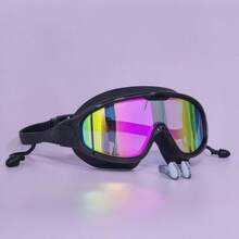 Adult Large Frame Waterproof Anti-Fog Swimming Goggles With Built-In Earplug, Nose Clip, Clear Vision Swimming Eyewear Accessories, Beach Essentials, Beach Accessories, Pool Float