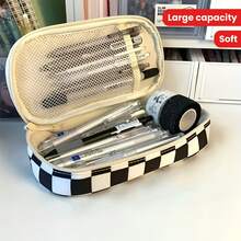 1 hộp đựng bút chì dung tích lớn họa tiết bàn cờ có tay cầm mềm, túi đựng đồ dùng văn phòng phẩm & hộp đựng đồ dùng học tập - Nhiều màu - Xem 7