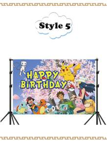 pokemon Pokemon Pikachu Background Cloth, Cute Cartoon Pikachu Photo Background Banner, Birthday Party Decoration Banner, Photo Background Cloth, Party Supplies, Party Tablecloth, Party Decorations, Party Small Gifts Christmas, Halloween, Festival Supplies, Festival Decorations, Thanksgiving, Back-To-School Season, Autumn And Winter