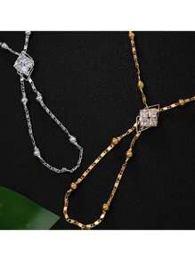 Silver Elegant Bridal Hand Chain Bracelet For Women Wedding Bridal Bracelet , Minimalist Bridal Ring Bracelet, Crystal Bracelet Suitable For Daily Wear Party Jewelry Gift