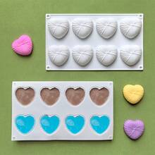1 件 8 腔心形硅胶烘焙模具，适用于蛋糕、松饼、布朗尼、甜点、果冻、芝士蛋糕等，烤盘 - 白色 - 查看 3