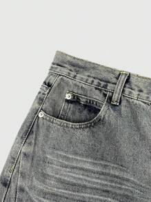 Herren Business Lässig Jeans mit abgerissenen Säumen und Fransen, verwaschen, einfaches Design, vielseitig einsetzbar, geeignet für alle Jahreszeiten, Knopf- und Reißverschluss, schmale gerade Beinform, Emo-Stil
