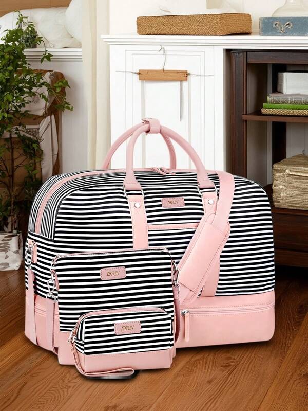 Weekender Bags ,Large Overnight Bag Canvas Travel Duffel Bag Carry On Tote With Waterproof Wet And Dry Separation Shoe Compartment 21" For Women & Men,Large Capacity Durable Handle Overnight Bag Carry On Back Side Sleeve With Pocket