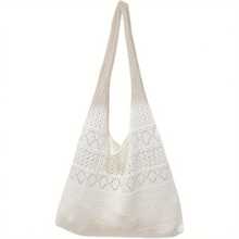 Borsa a tracolla all'uncinetto Enberi da donna - Borsa a spalla bohémien Fairycore con parte superiore aperta e cinghie fisse, borsa da spiaggia estiva con motivo beige e bianco per vacanze, uscite casual, borsa all'uncinetto, borsa a tracolla per tutti i giorni, stile boho chic, accessorio fatto a mano, borsa aperta, accessorio da festival, stile hobo, fibra naturale, accessorio da festival